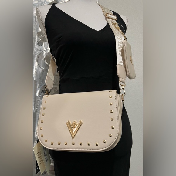 Valentino Orlandi Handbags - NWT Valentino Orlandi Taupe Studded Crossbody Bag